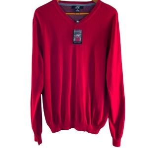 Foxcroft NWT Red V-Neck 90% Cotton 10% Cashmere Long Sleeve Sweater in Size XL